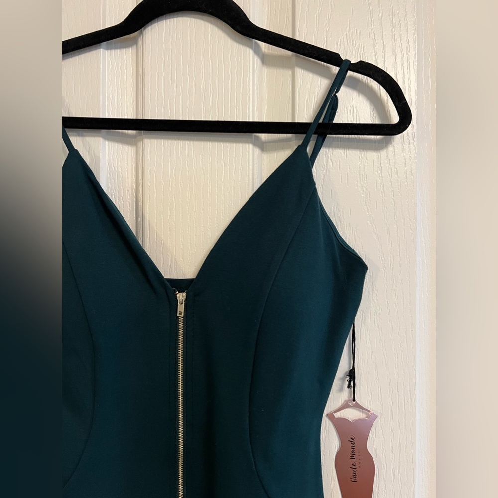 Teal zippered cocktail dress